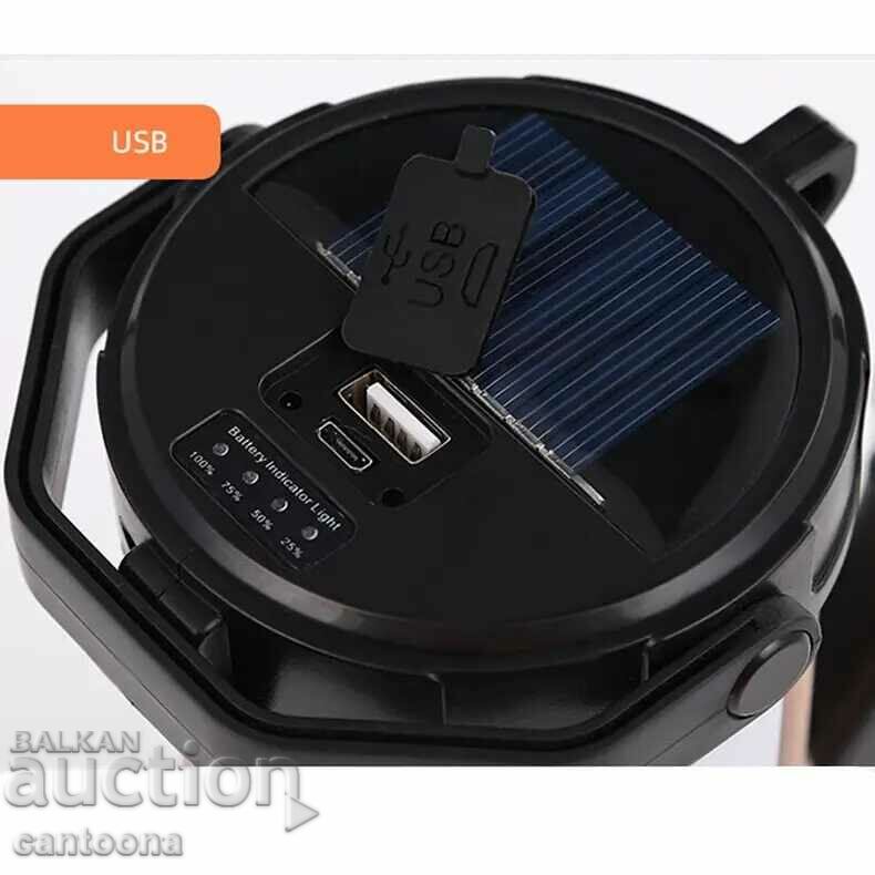 Powerful flashlight, solar panel, emergency light and USB outlet - 5 Powerful flashlight, solar panel, emergency light and USB outlet - 5