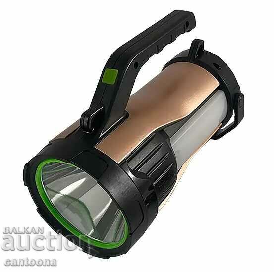 Powerful flashlight, solar panel, emergency light and USB outlet