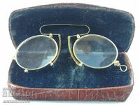 Стари очила с позлата Пенсне с  кутия