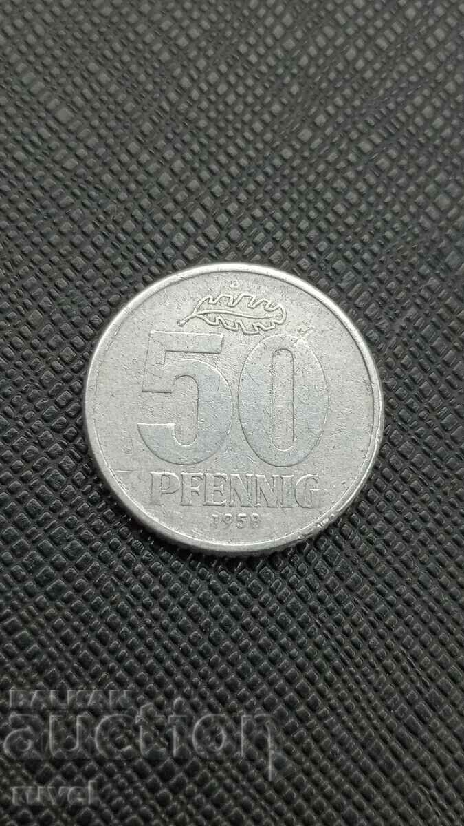 ГДР 50 пфенига, 1958 г.