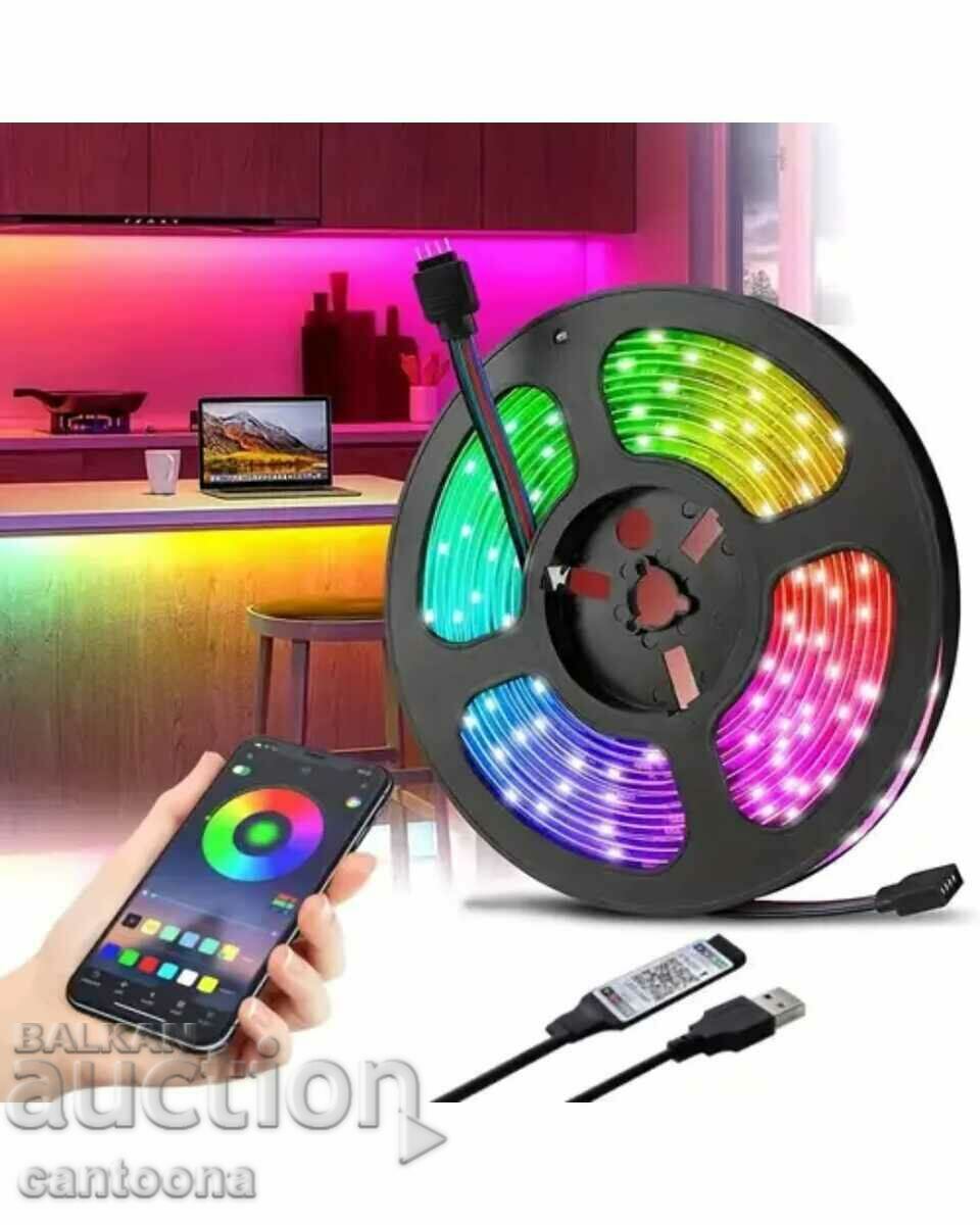 5 meter RGB LED 5050 strip, remote, APP - Android/iOS with price 19.99 BGN | € 10.22