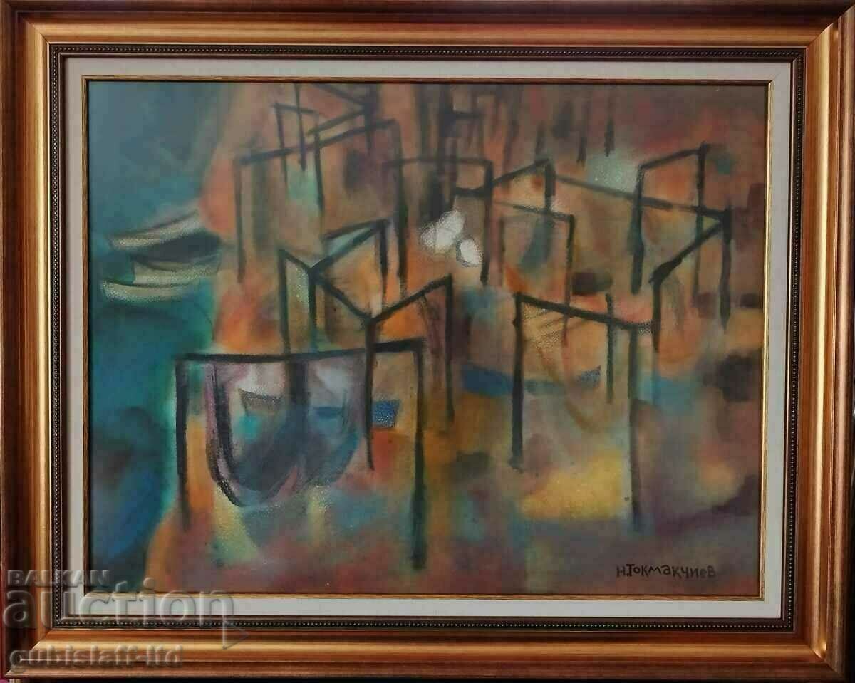 Картина, "Рибарски стан", худ. Ненко Токмакчиев(1931-2014)