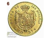 40 Реала 1864 Испания Злато Изабела II Мадрид 3,36г