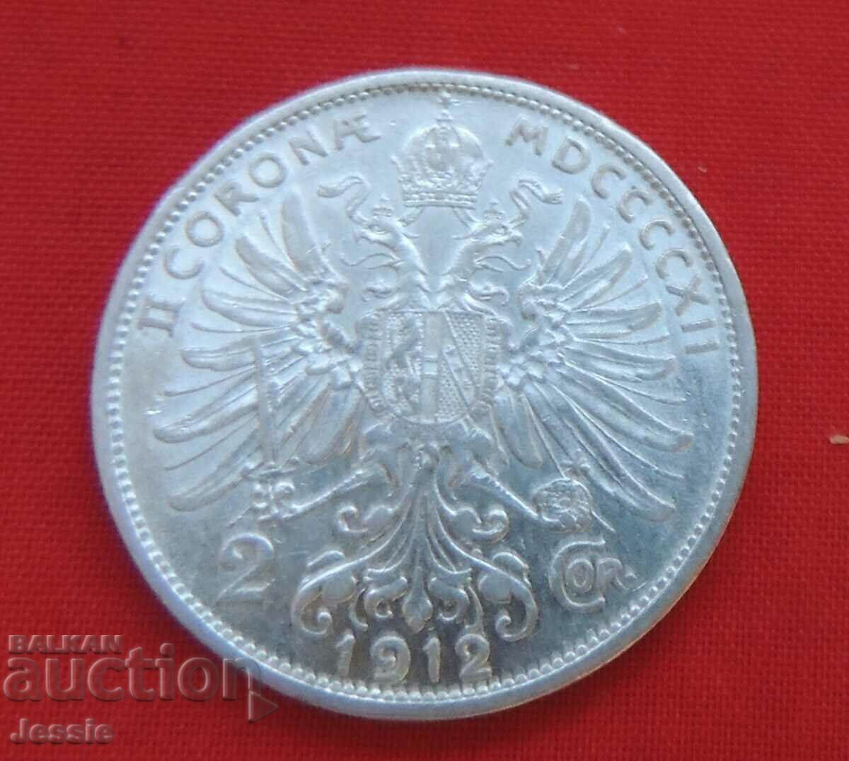 2 crowns 1912 Austria-Hungary silver