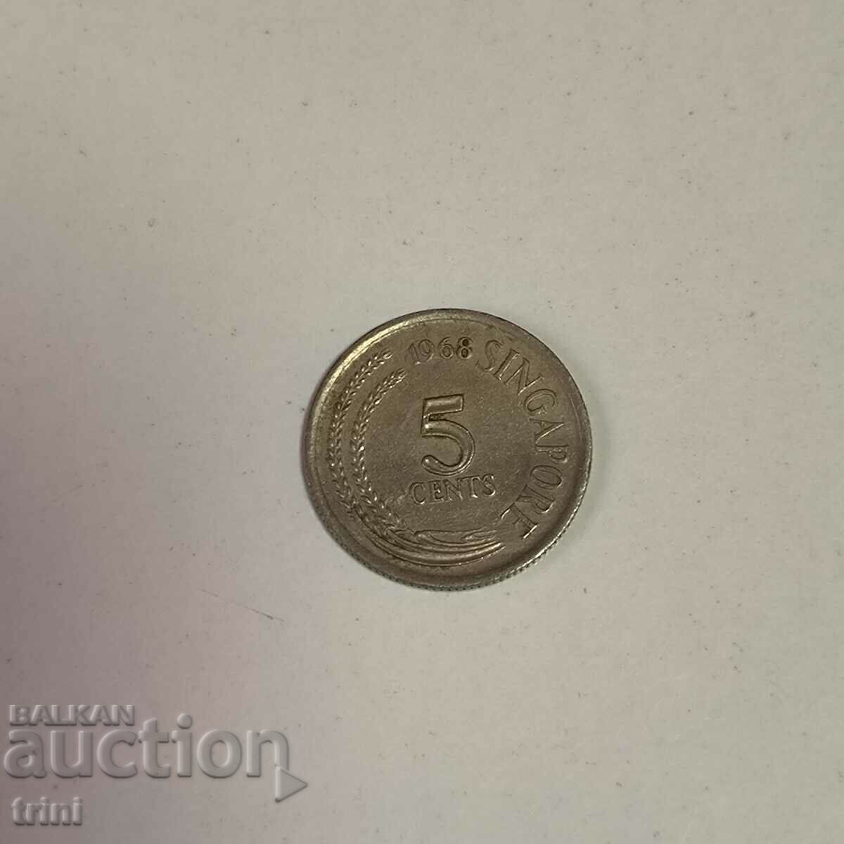 Singapore 5 cents 1968 year g96 with price 3.00 BGN | € 1.53