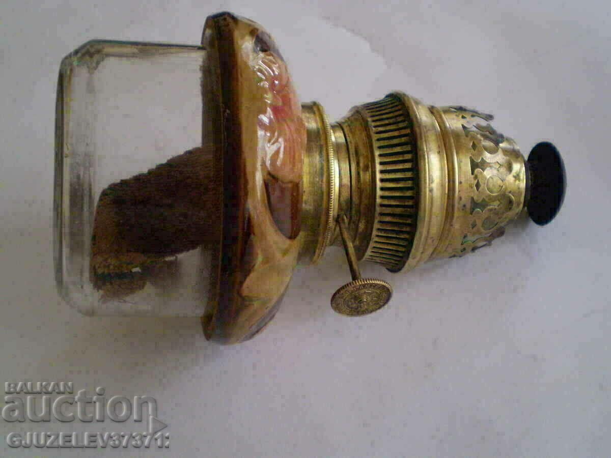 Auction  Antique majolica half gas lamp