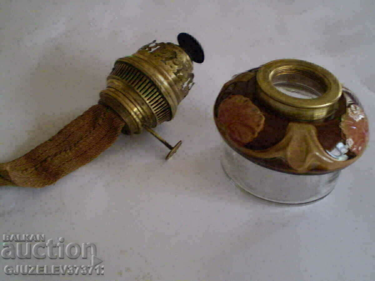 Antique majolica half gas lamp - 6