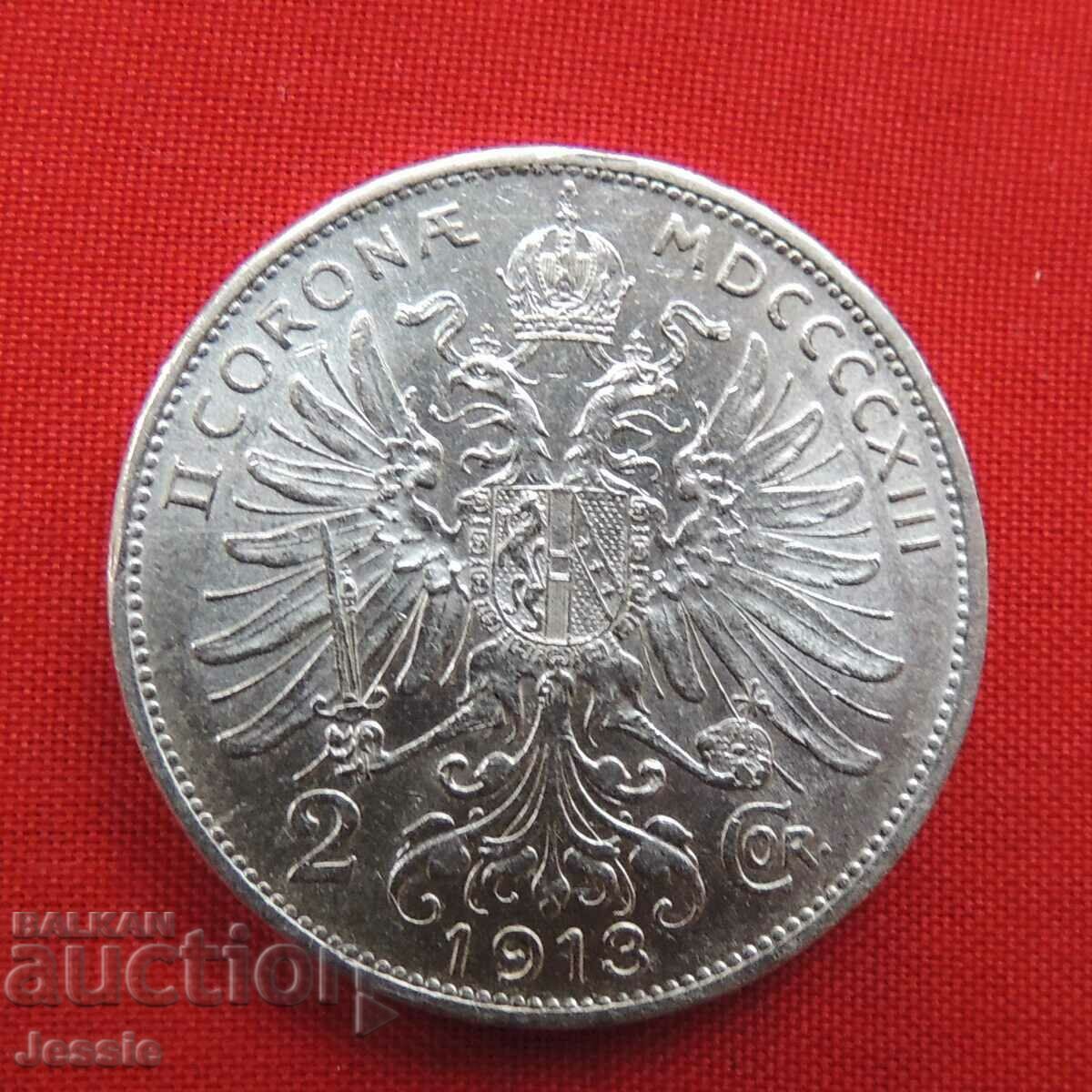 2 crowns 1913 Austria-Hungary silver