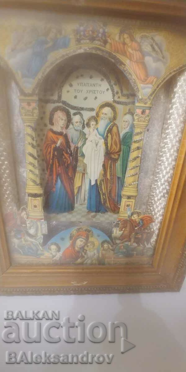 Old icon, written on the back 1958 with price 56.00 BGN | € 28.63 Old icon, written on the back 1958 with price 56.00 BGN | € 28.63