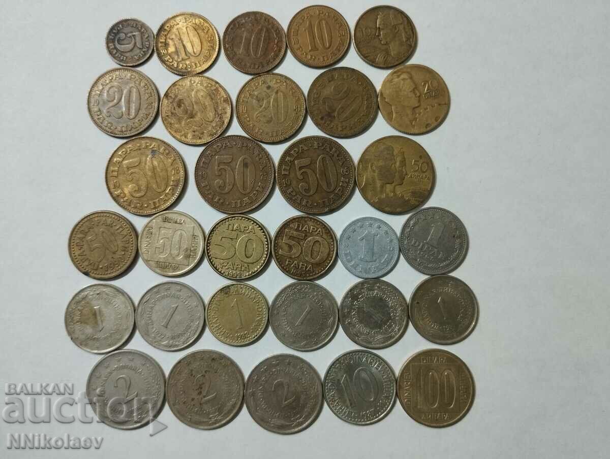 Iugoslavia - lot 31 monede 1955 - 99 fără repetări