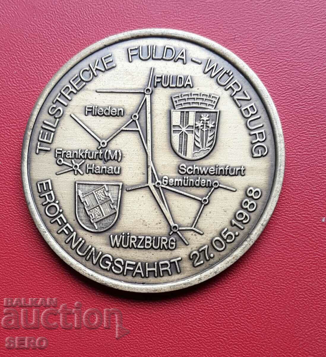 Germania-medalie 1986-constructia liniei de cale ferata Hanovra-Würzburg