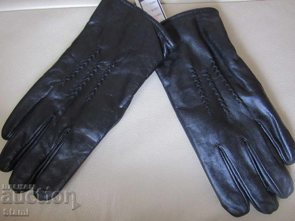 Μαύρα ανδρικά δερμάτινα γάντια με επένδυση από γνήσιο δέρμα,