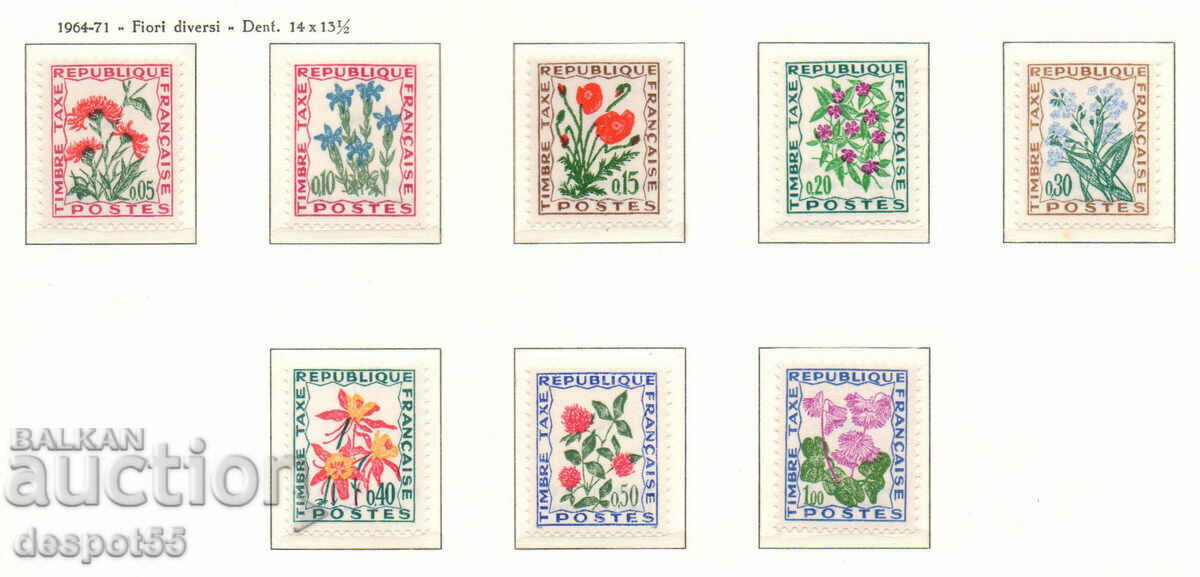 1964-71. Franţa. Timbre de taxă - Flori.