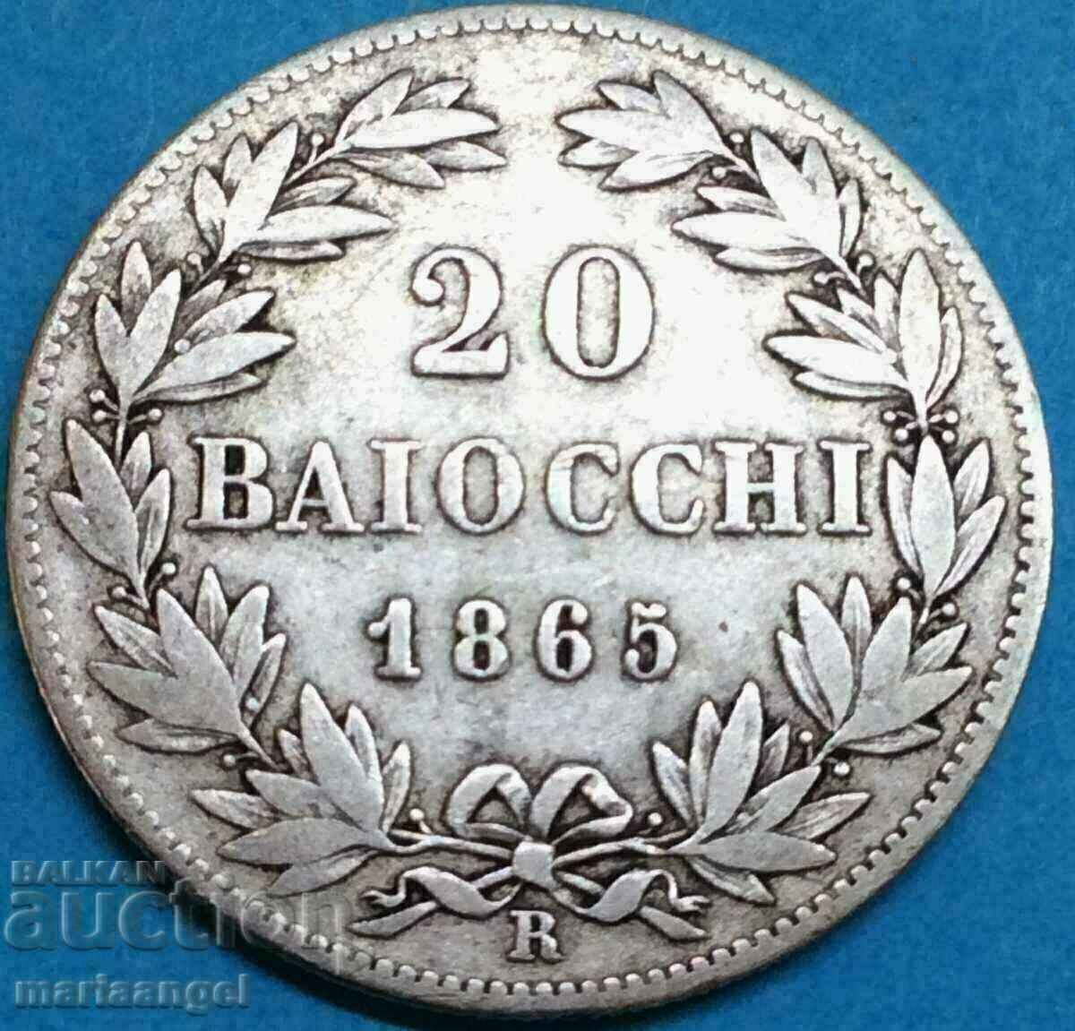 20 baiochi 1865 Vatican Pius XII 24mm silver 2