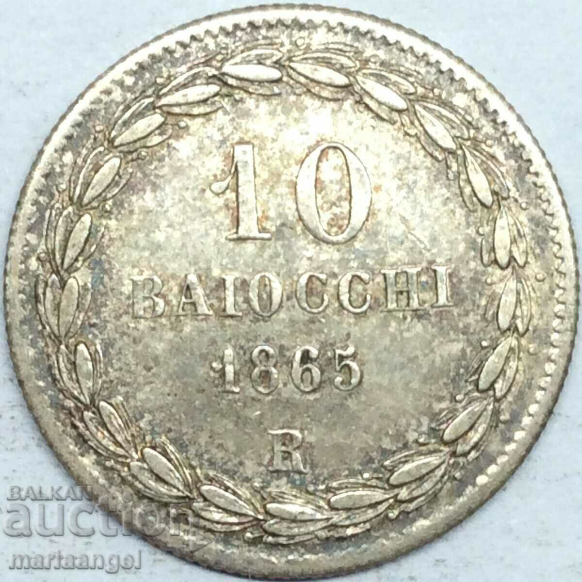 10 Baiochi 1865 Vatican R - Pope Pius IX Silver