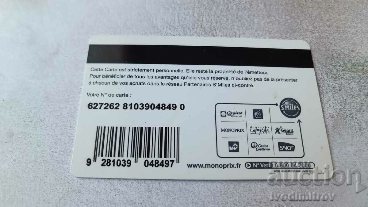 La Carte Monoprix casino card with price 1.65 BGN | € 0.84