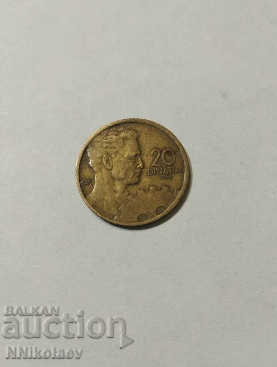Iugoslavia 20 de dinari 1955