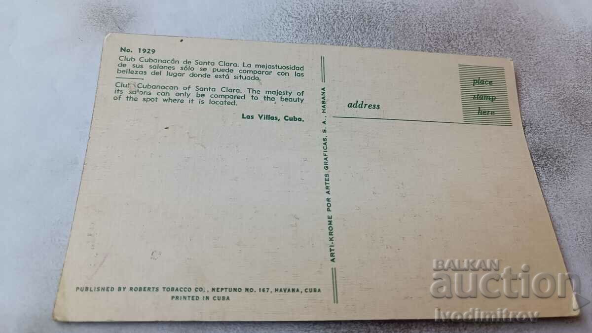 Postcard Las Villas Club Cubanacan de Santa Clara with price 0.85 BGN | € 0.43 Postcard Las Villas Club Cubanacan de Santa Clara with price 0.85 BGN | € 0.43