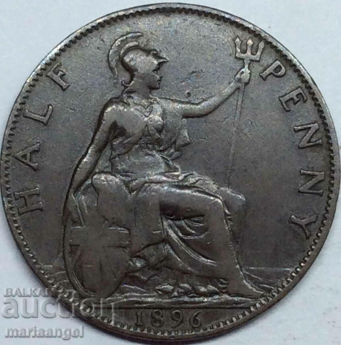 1/2 Penny 1896 Marea Britanie Victoria Bronz