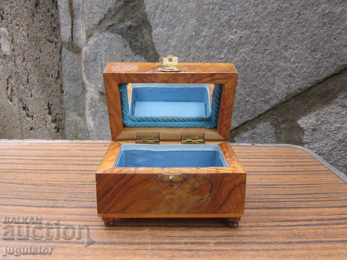old antique wooden box jewelry box with mirror
