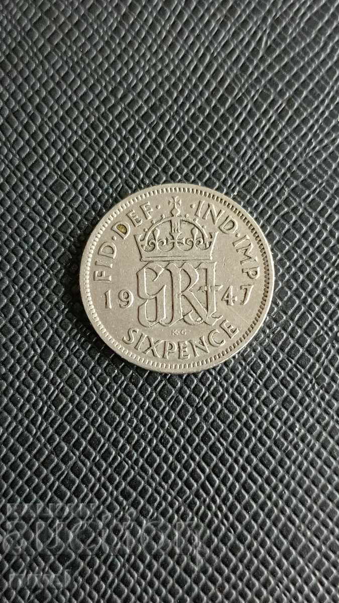 Великобритания, 6 пенса 1947 г.
