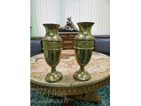 A pair of beautiful antique French brass vases