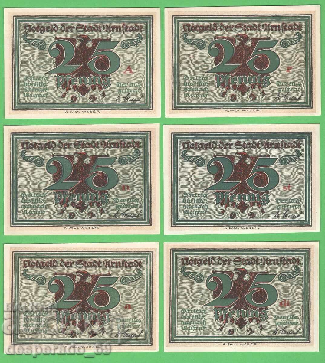 (¯`'•.¸NOTGELD (πόλη του Arnstadt) 1921 UNC -6 τεμ. τραπεζογραμμάτια¸.•'´¯) με τιμή € 8.00 | 15.65 BGN