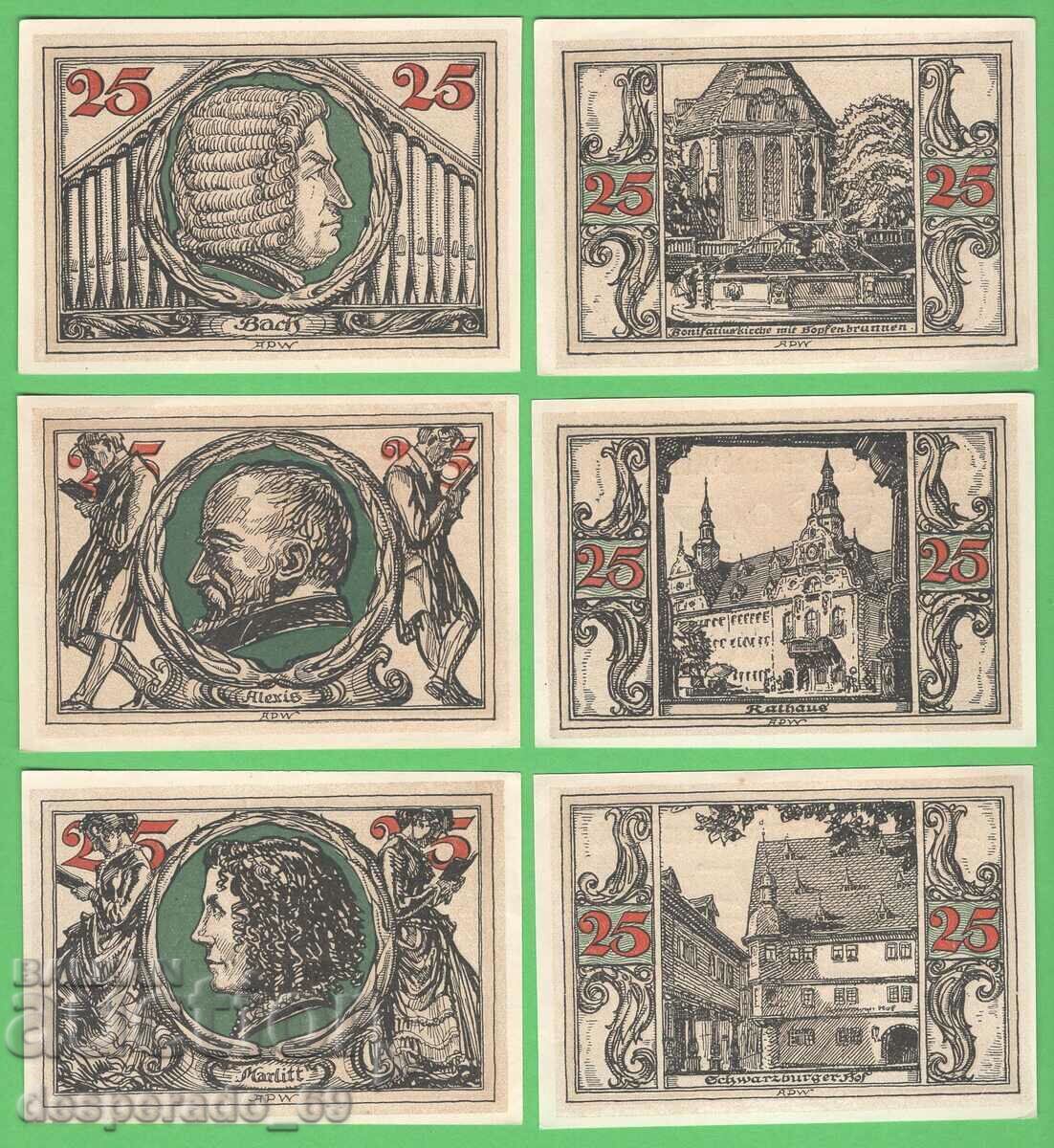 (¯`'•.¸NOTGELD (πόλη του Arnstadt) 1921 UNC -6 τεμ. τραπεζογραμμάτια¸.•'´¯)