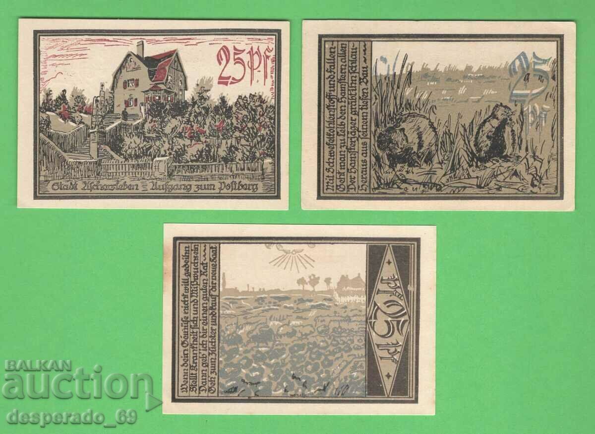 (¯`'•.¸NOTGELD (city Aschersleben) 1921 UNC -3 pcs. banknotes ¯)