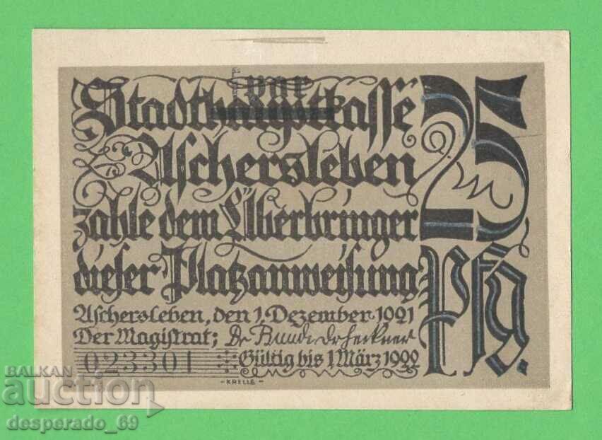 (¯`'•.¸NOTGELD (city Aschersleben) 1921 UNC -25 pfennig •'´¯) with price 2.60 BGN | € 1.33 (¯`'•.¸NOTGELD (city Aschersleben) 1921 UNC -25 pfennig •'´¯) with price 2.60 BGN | € 1.33
