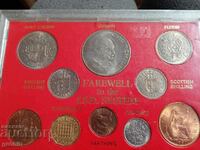 Лот,гланц,UNC,Англия,1965-67,Чърчил,монети,Великобритания