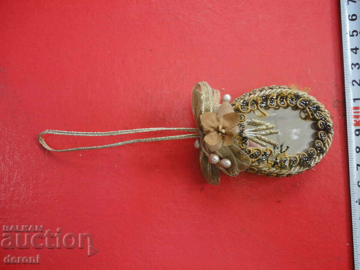 Antique double sided mirror with tinsel and pearls with price 80.00 BGN | € 40.90 Antique double sided mirror with tinsel and pearls with price 80.00 BGN | € 40.90