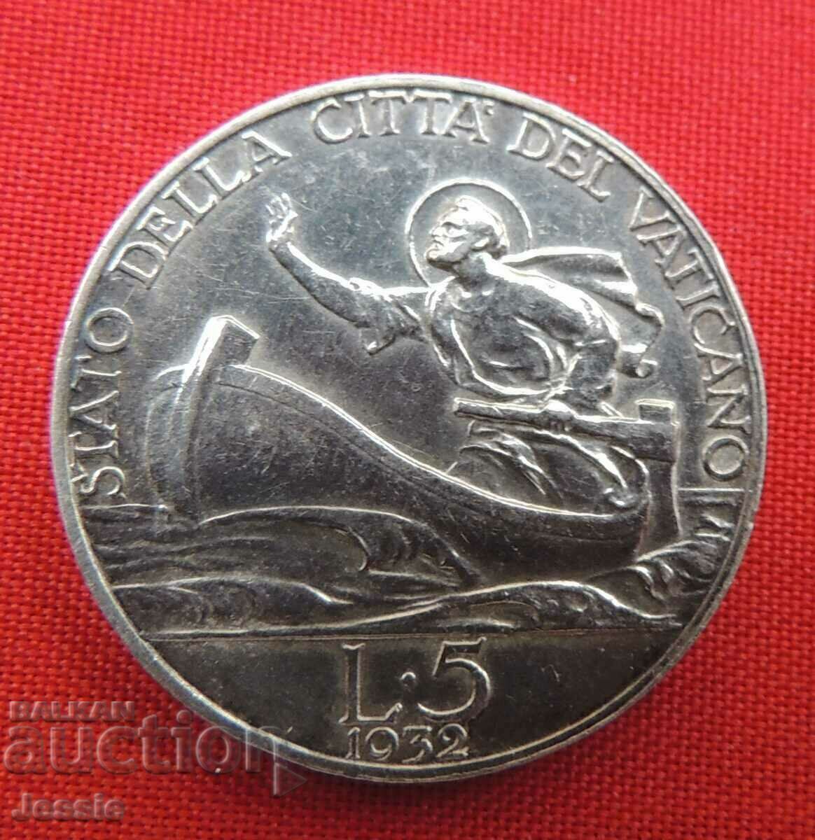 5 Lire 1932 Argint Vatican CALITATE