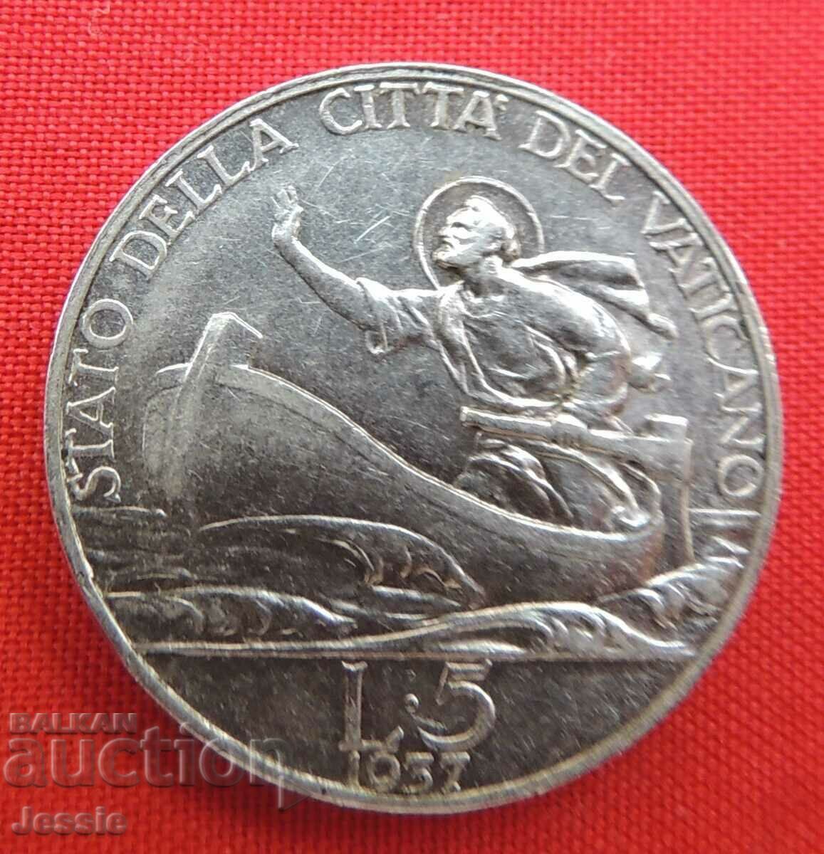 5 Lire 1937 Argint Vatican CALITATE
