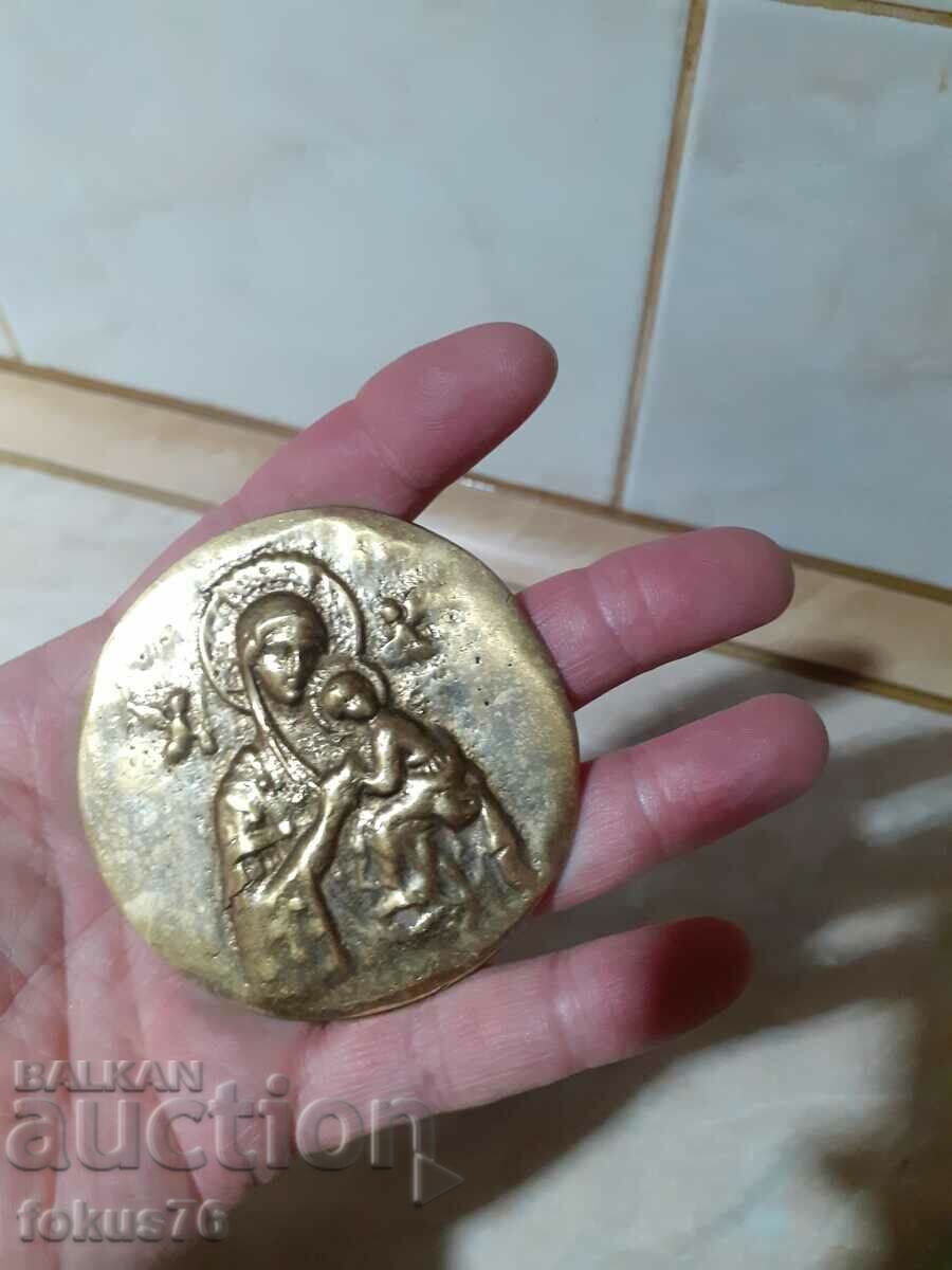 Virgin Mary bronze icon religion massive - 5 Virgin Mary bronze icon religion massive - 5