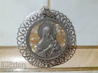 Panagia the Virgin medallion icon religion metal
