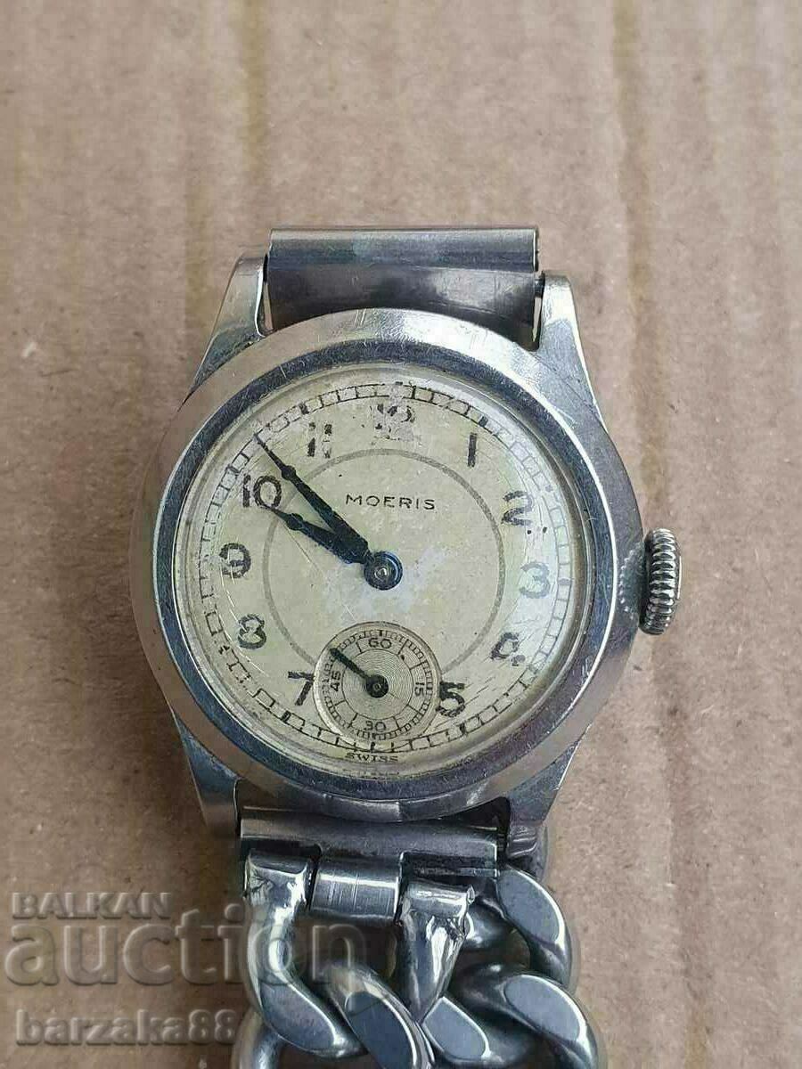 Стар часовник Moeris с хубава верижка 40-те