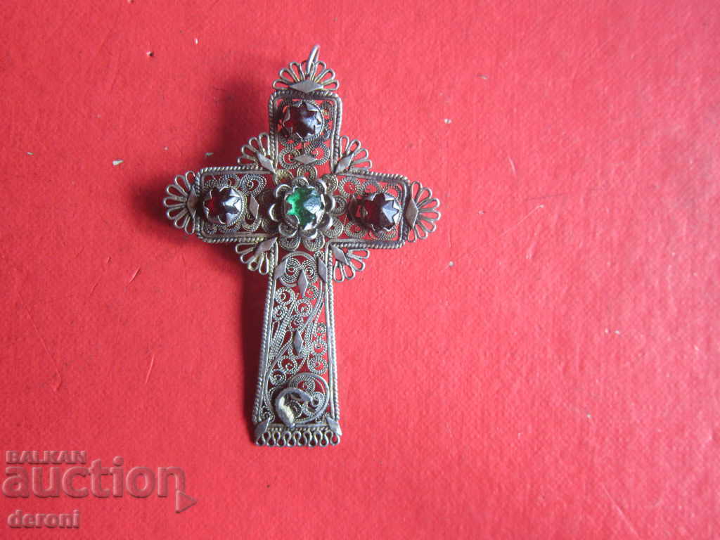 Unique Vzhorhoden silver cross filigree with stones with price 700.00 BGN | € 357.90 Unique Vzhorhoden silver cross filigree with stones with price 700.00 BGN | € 357.90