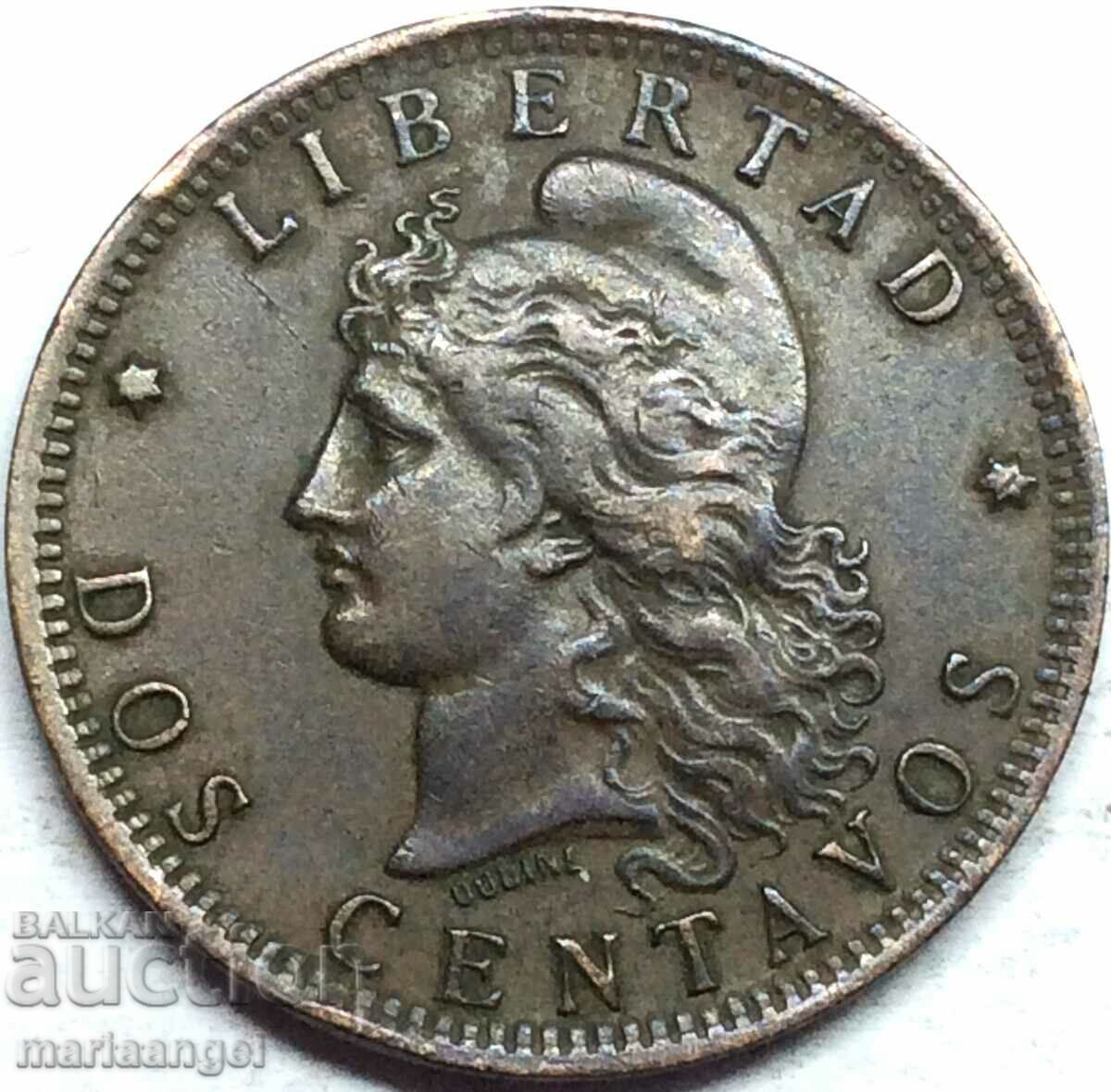 Аржентина 2 центавос 1890 30мм медна