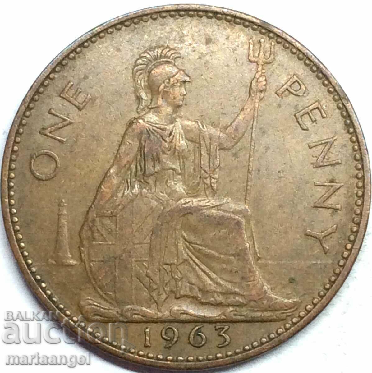 Marea Britanie 1 penny 1963 30mm bronz