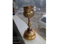 Magnificent large church goblet, chalice, brass, gilt