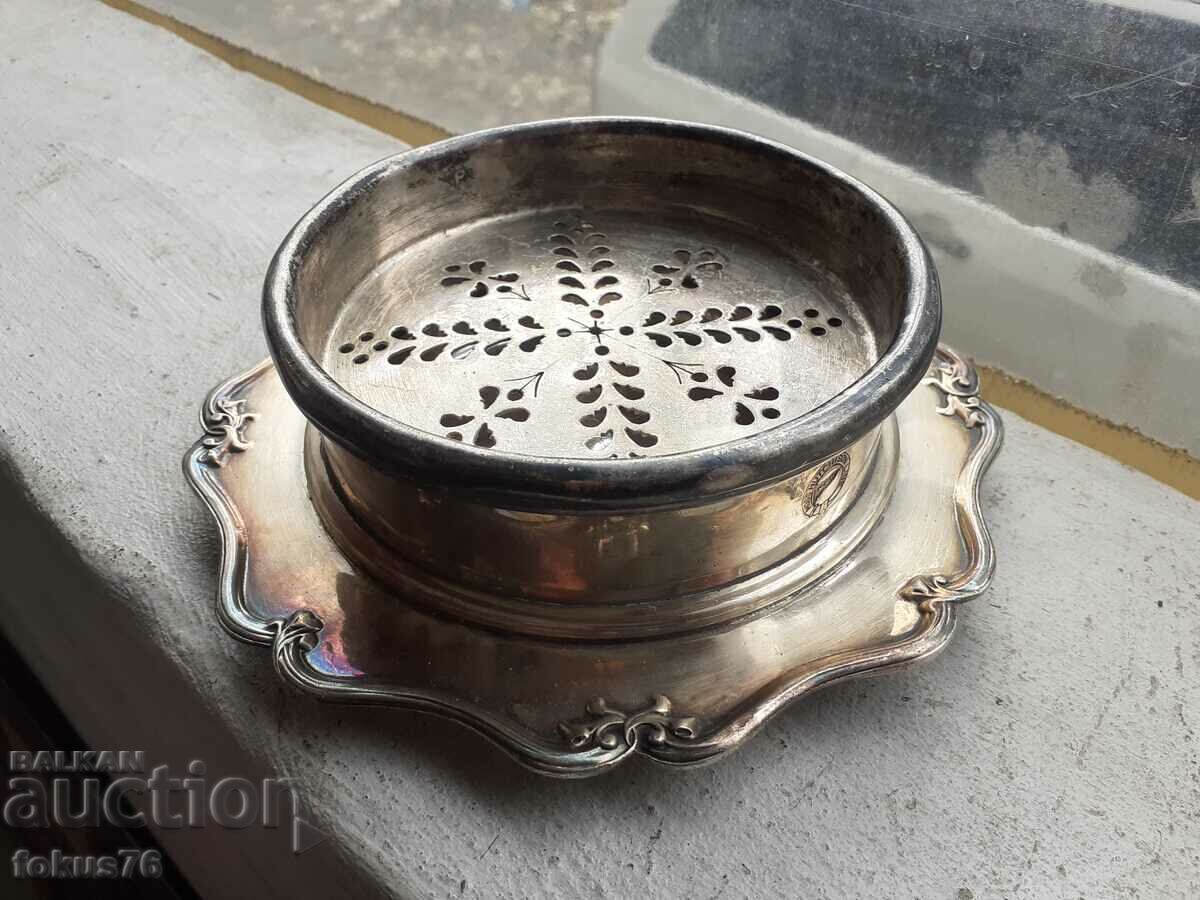 Old antique English thick silver plated butter dish