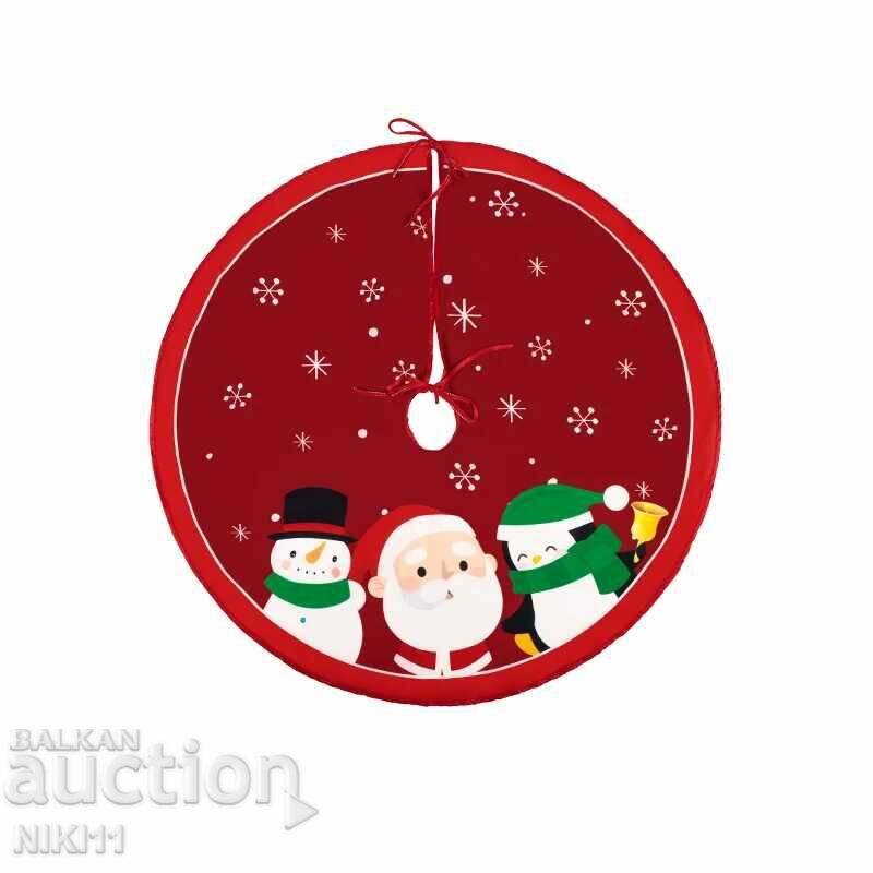 Christmas tree mat with Santa Claus, snowflakes, snowman