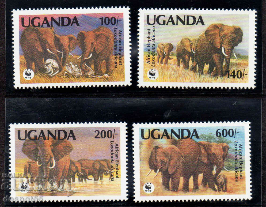 1991. Uganda. Specie pe cale de dispariție - elefantul african.