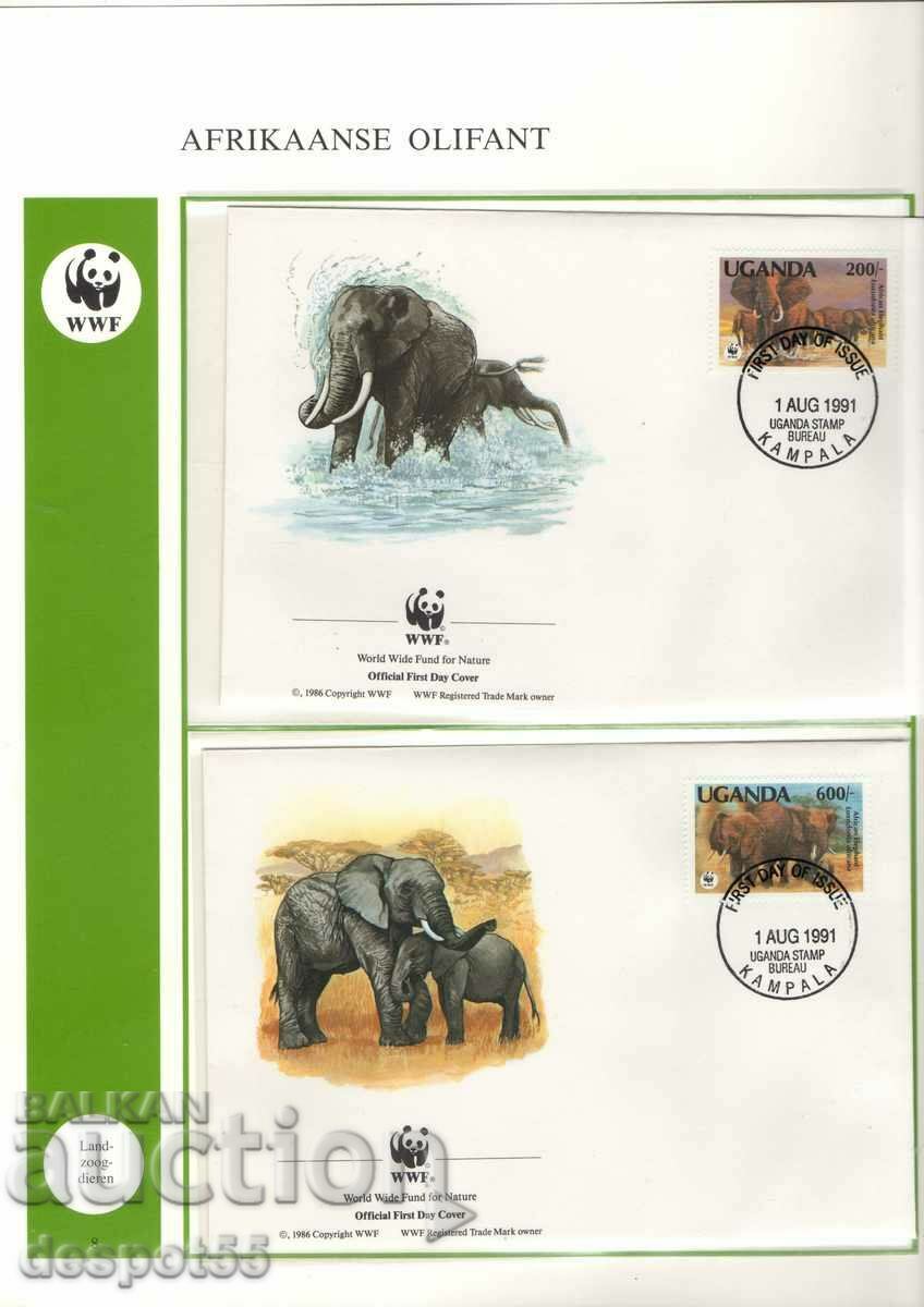 1991. Uganda. African elephant. 4 envelopes. with price 9.50 BGN | € 4.86 1991. Uganda. African elephant. 4 envelopes. with price 9.50 BGN | € 4.86