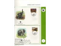 1991. Uganda. African elephant. 4 envelopes.