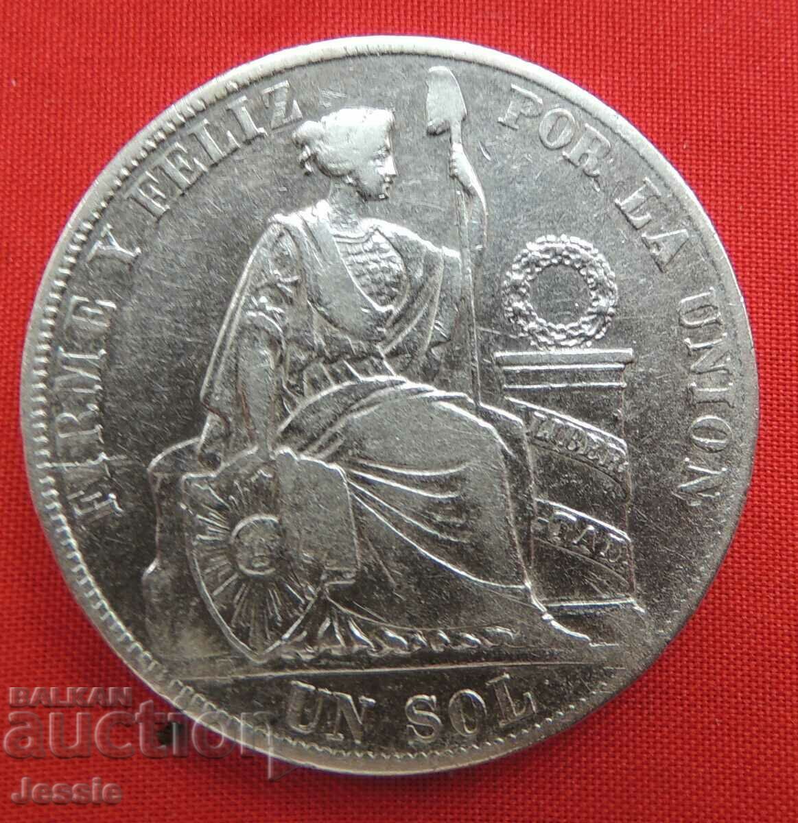 1 Sol 1882 FN Peru RARE
