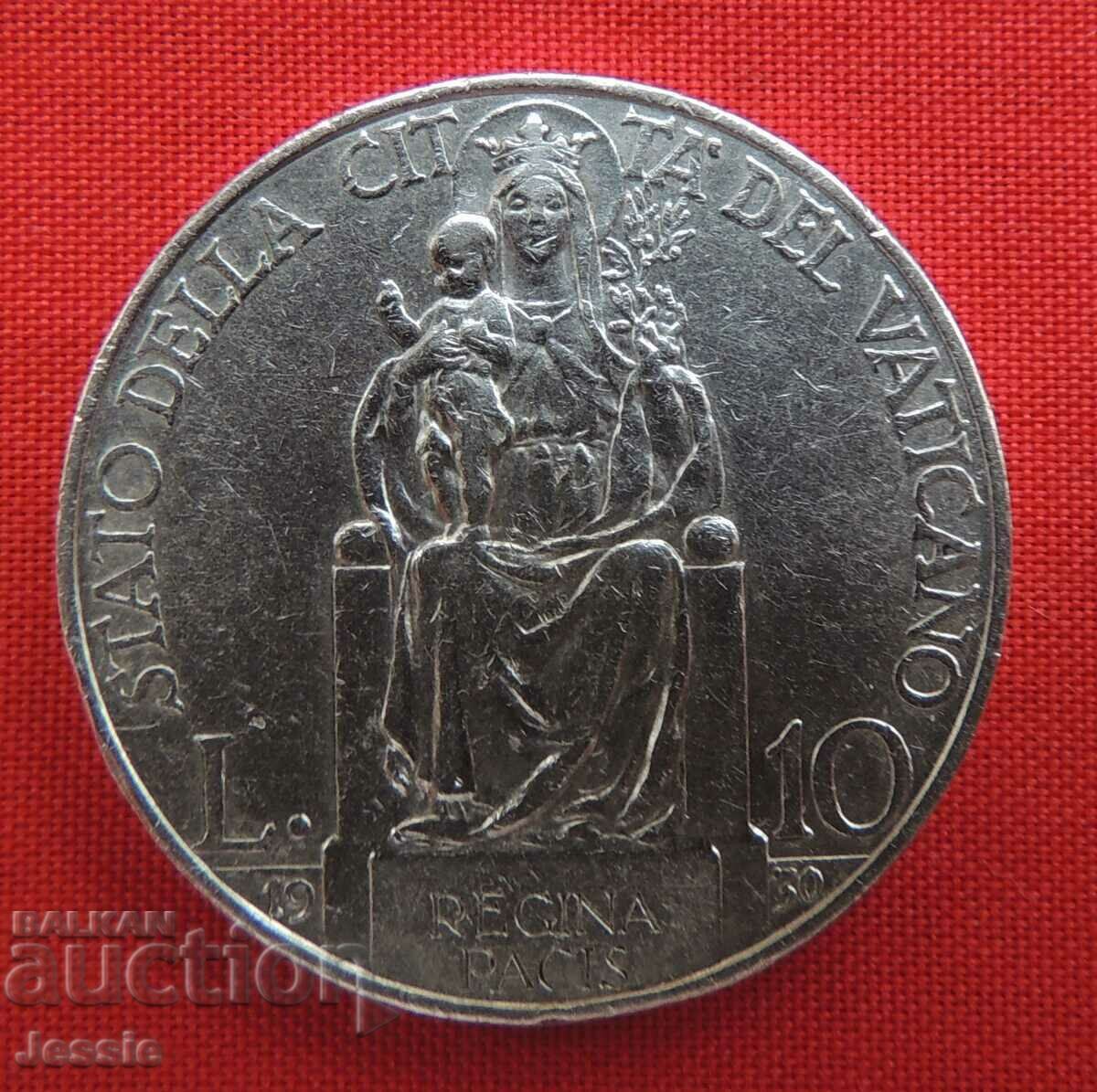 10 Lire 1930 Argint Vatican CALITATE Papa Pius al XI-lea