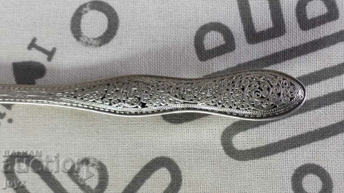 1920s SILVER SPOON FILIGREE WITH MONORAM/ SAMPLE 900 - 5 1920s SILVER SPOON FILIGREE WITH MONORAM/ SAMPLE 900 - 5