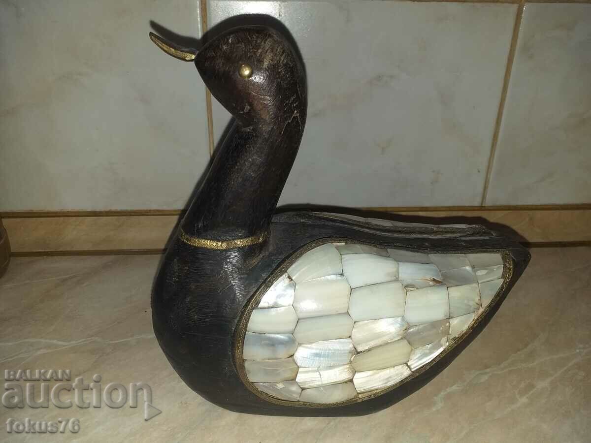 Large wood duck duck with broze and mother-of-pearl